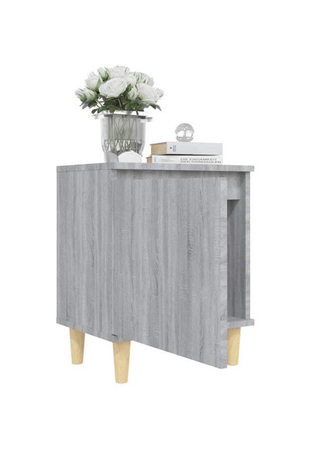 vidaxl Bed Cabinet with Solid Wood Legs Grey Sonoma 40x30x50 cm 813112 - Image 4