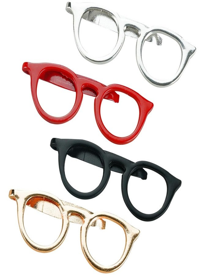 DVECUE Glasses Paper Clips Bookmarks Metal Cute Glasses Shaped Paperclips Decorative Pocket Accessories 4 Pieces - Image 1