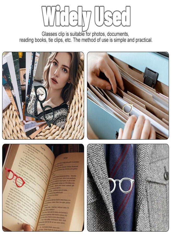 DVECUE Glasses Paper Clips Bookmarks Metal Cute Glasses Shaped Paperclips Decorative Pocket Accessories 4 Pieces - Image 4