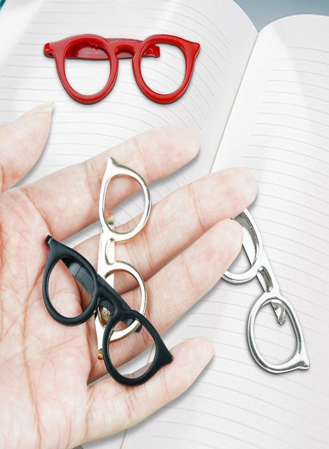 DVECUE Glasses Paper Clips Bookmarks Metal Cute Glasses Shaped Paperclips Decorative Pocket Accessories 4 Pieces - Image 2