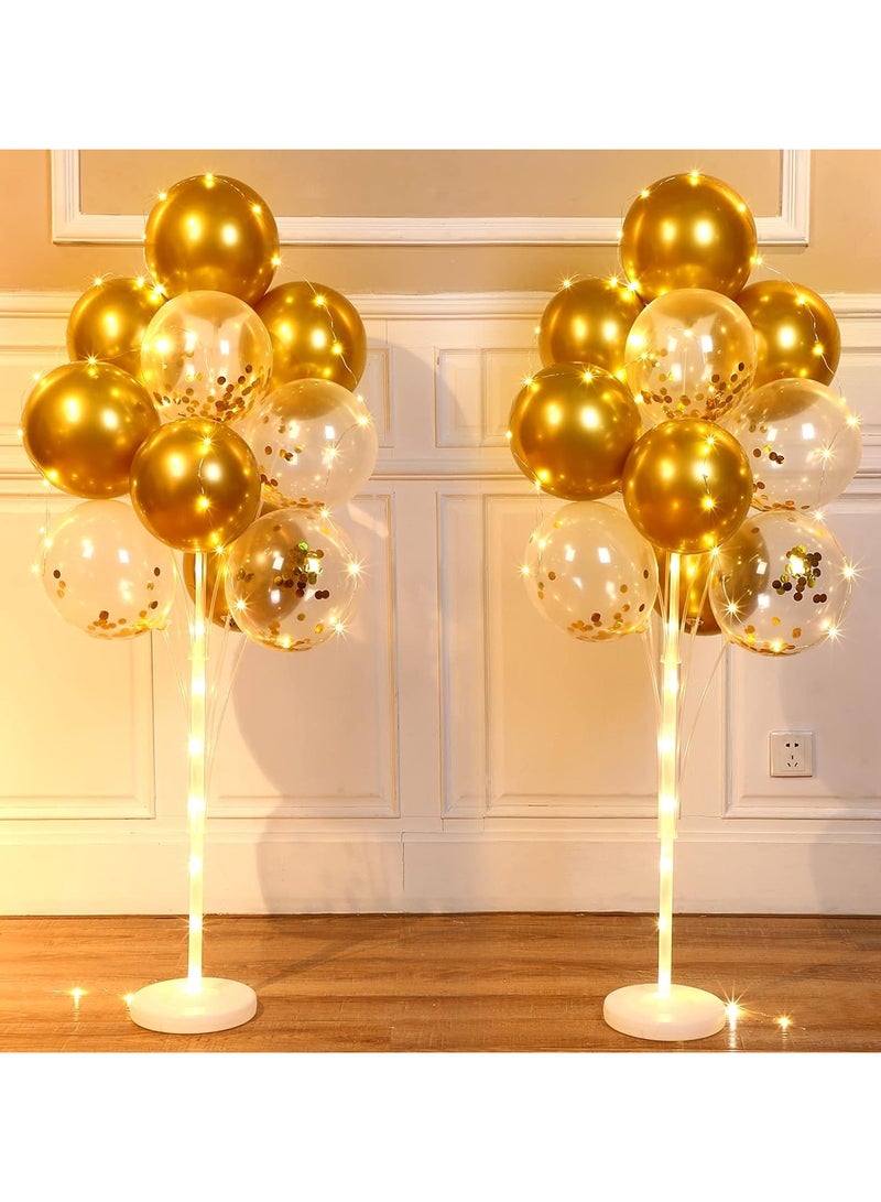 JOLLITY LLC Balloon Led Stand Kit for Floor 2 Set Colorful Centerpieces Holder Decoration Kit for Floor with String Light and Balloons for Wedding Anniversary Birthday Party Ramadan (Golden Balloons) - Image 1