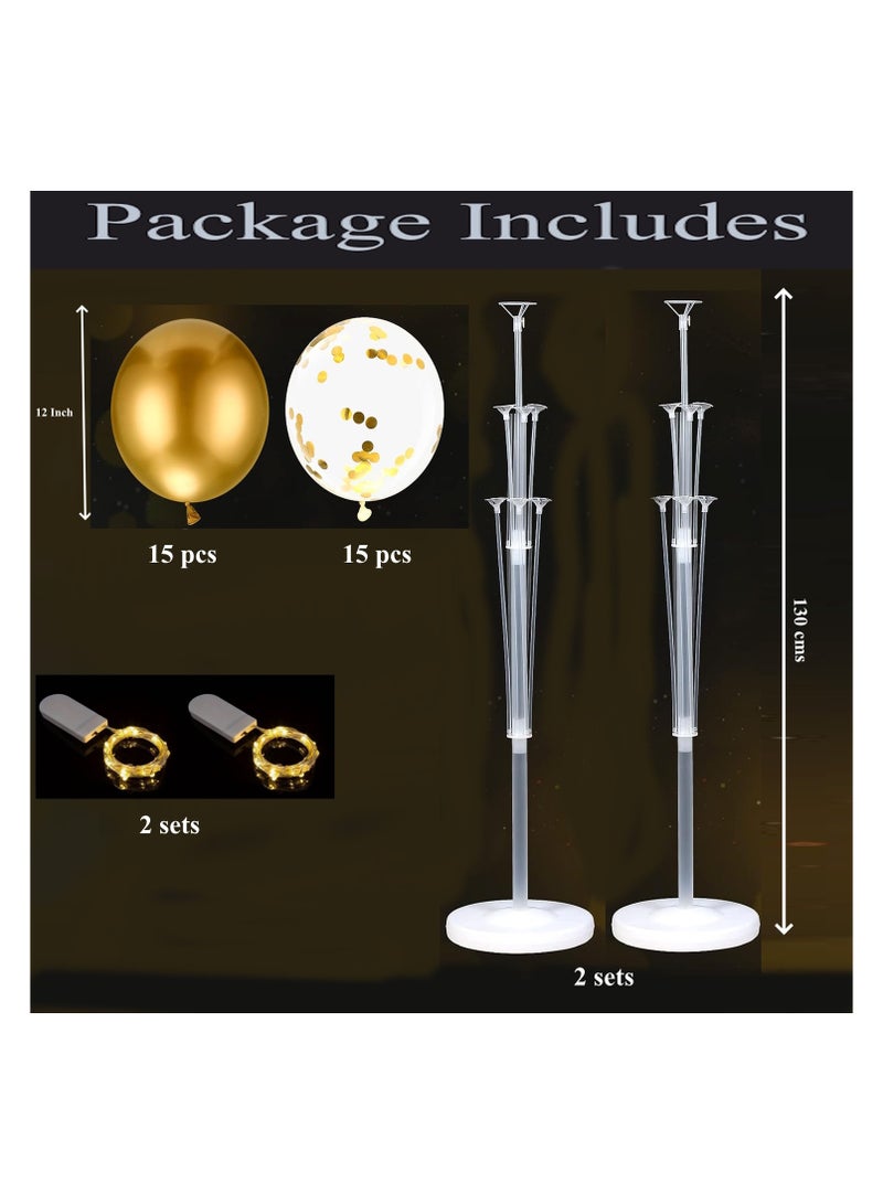 JOLLITY LLC Balloon Led Stand Kit for Floor 2 Set Colorful Centerpieces Holder Decoration Kit for Floor with String Light and Balloons for Wedding Anniversary Birthday Party Ramadan (Golden Balloons) - Image 2