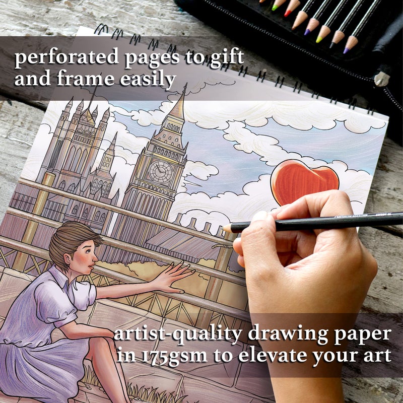 ColorIt Modern Art Adult Volume 1 Coloring Book for Stress Relief, 50 Drawings Inspired by Famous Paintings, Smooth Paper, Spiral Binding, USA Printed, Lay Flat Hardback Book Cover, Ink Blotter Paper - Image 5