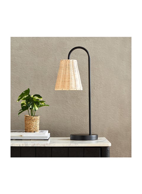مصباح طاولة روطان معدن من قزوين - 24x15x51 سم
