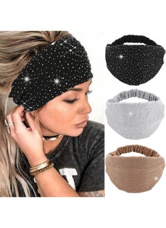 Rhinestone Headband Black Wide Head Wraps Crystal Bling Headbands Elastic African Turban Stylish Yogo Exceise Hair Accessories For Women And Girls (Pack Of 3) - pzsku/Z7996AB142AA82D7202E1Z/45/_/1721025112/f4bec42d-1aaf-4bc6-ba75-d3e735f61592