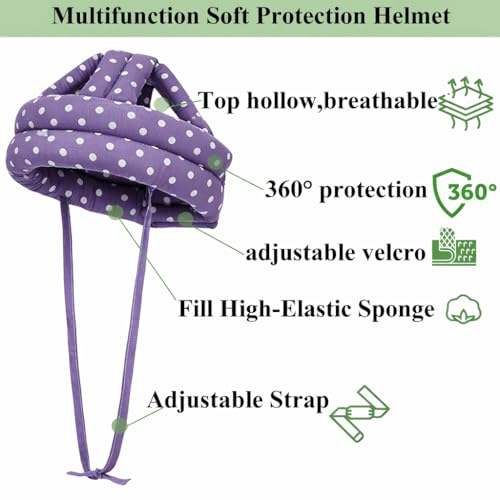 YABOYUGO Fall Helmet for Elderly Thick Soft, Elderly Hat with Breathable, Safe and Comfortable Material, Hollow Out Protective Helmet Elderly Purple - Image 3