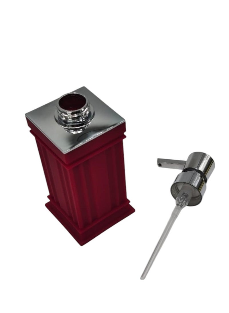AKDC Plastic Liquid  Soap Dispenser for Bathroom & Kitchen Sink, Dish Soap Dispenser With Easy-to-Press Pump -400ML-Red&Silver - Image 2