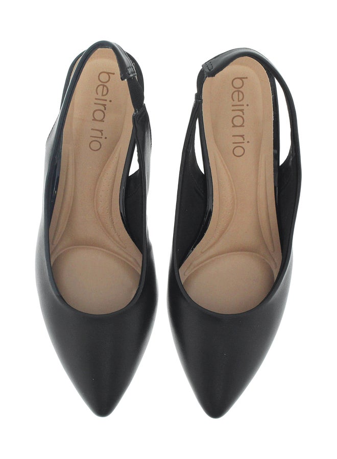 Beira Rio Solid Pointed Toe Block Heel Shoes - Image 1