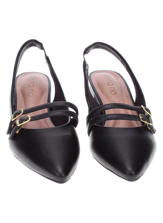 Beira Rio Solid Pointed Toe Block Heel Shoes - Image 5