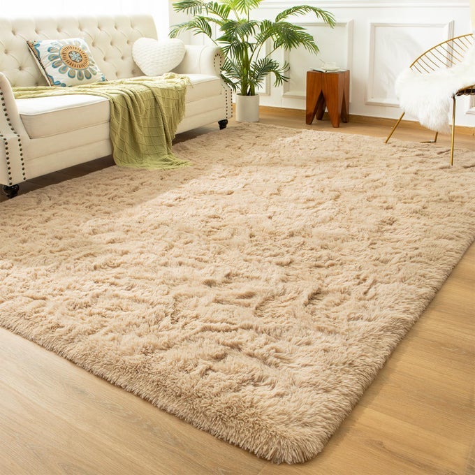 SOFT FLUFFY BEDROOM RUGS 6 X 9 FEET INDOOR SHAGGY PLUSH AREA RUG FOR BOYS GIRLS KIDS BABY COLLEGE DORM LIVING ROOM HOME DECOR FLOOR CARPET CAMEL