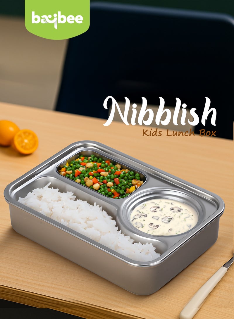 BAYBEE 1050ml Stainless Steel Lunchbox for Adults – 3-Compartment Insulated Tiffin Box, 304 Steel, Microwave-Safe, Easy to Clean, Ideal for Office, School Girls & Boys (Brown) - Image 3