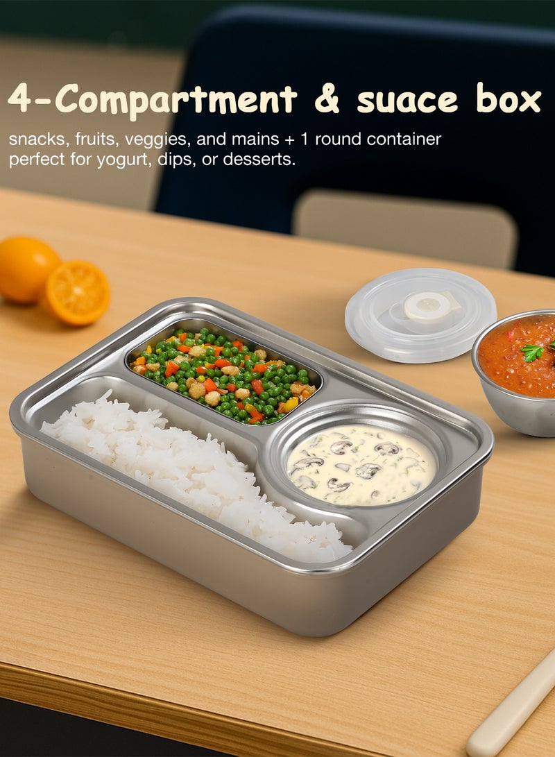 BAYBEE 1050ml Stainless Steel Lunchbox for Adults – 3-Compartment Insulated Tiffin Box, 304 Steel, Microwave-Safe, Easy to Clean, Ideal for Office, School Girls & Boys (Brown) - Image 5