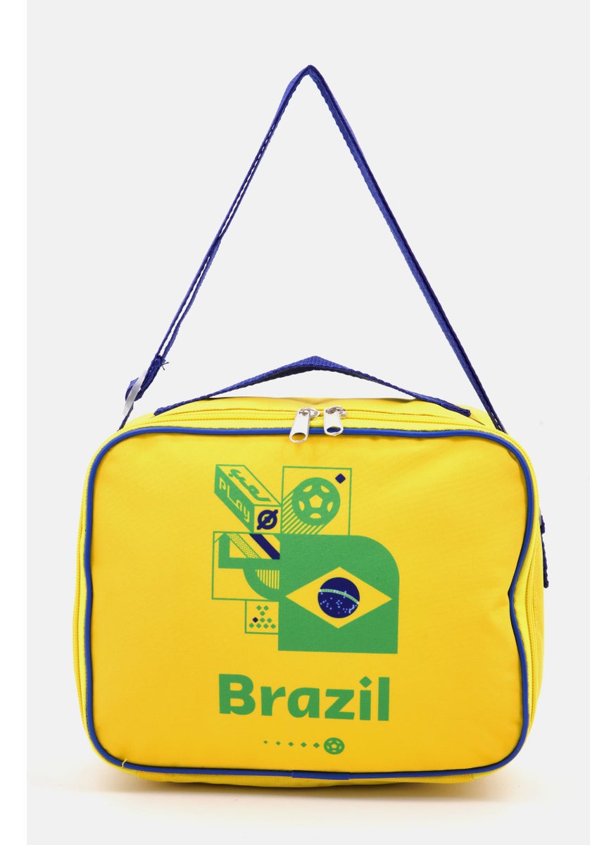 FIFA World Cup - حقيبة غذاء مربعة من البرازيل 20 سم ارتفاع × 24 سم عرض × 9 سم عمق ، أصفر - Image 1