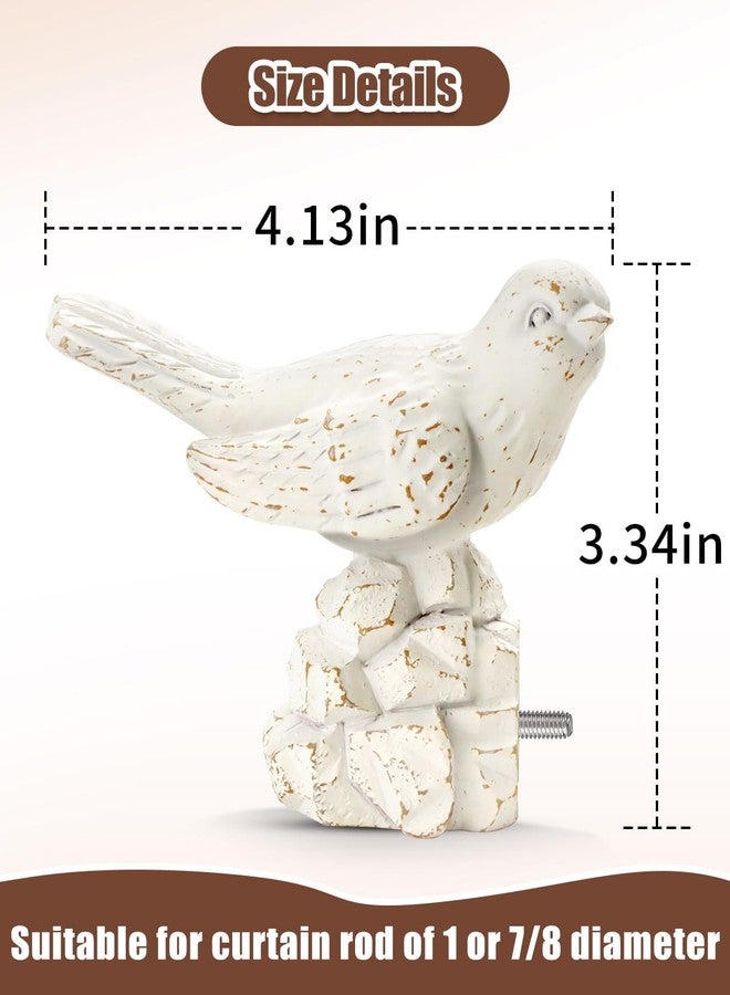 KVEEO 1 or 7/8 Inch Bird-Shaped Decorative Finials for Curtain Rods,Vintage White Curtain Rod Ends Metal Curtain Rod Finials Ends Easy to Install Set of 2 Rod End - Image 3