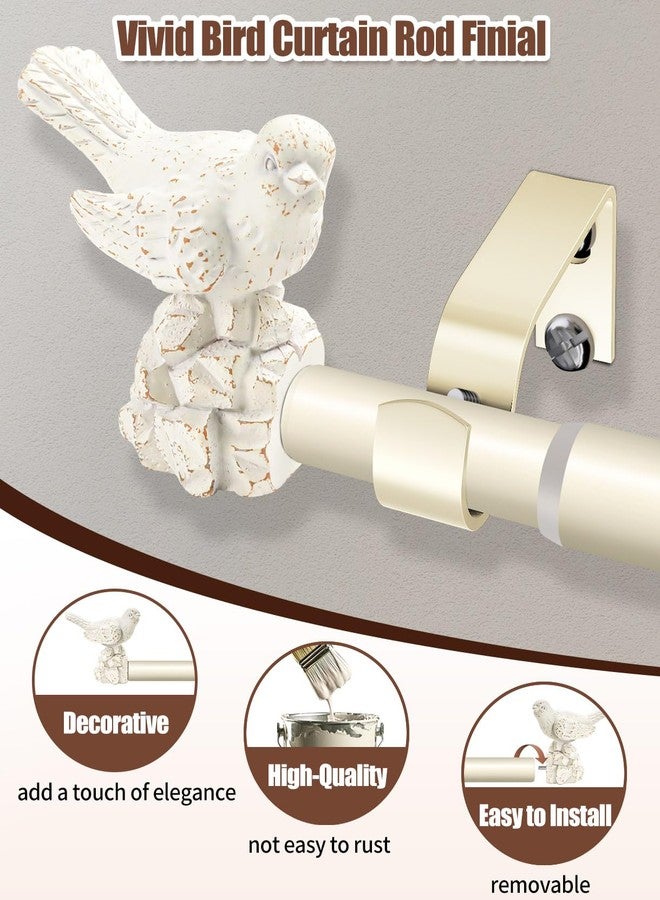 KVEEO 1 or 7/8 Inch Bird-Shaped Decorative Finials for Curtain Rods,Vintage White Curtain Rod Ends Metal Curtain Rod Finials Ends Easy to Install Set of 2 Rod End - Image 4