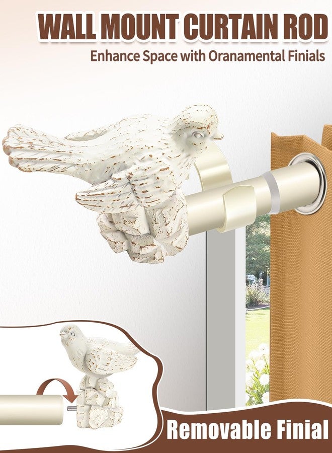 KVEEO 1 or 7/8 Inch Bird-Shaped Decorative Finials for Curtain Rods,Vintage White Curtain Rod Ends Metal Curtain Rod Finials Ends Easy to Install Set of 2 Rod End - Image 2