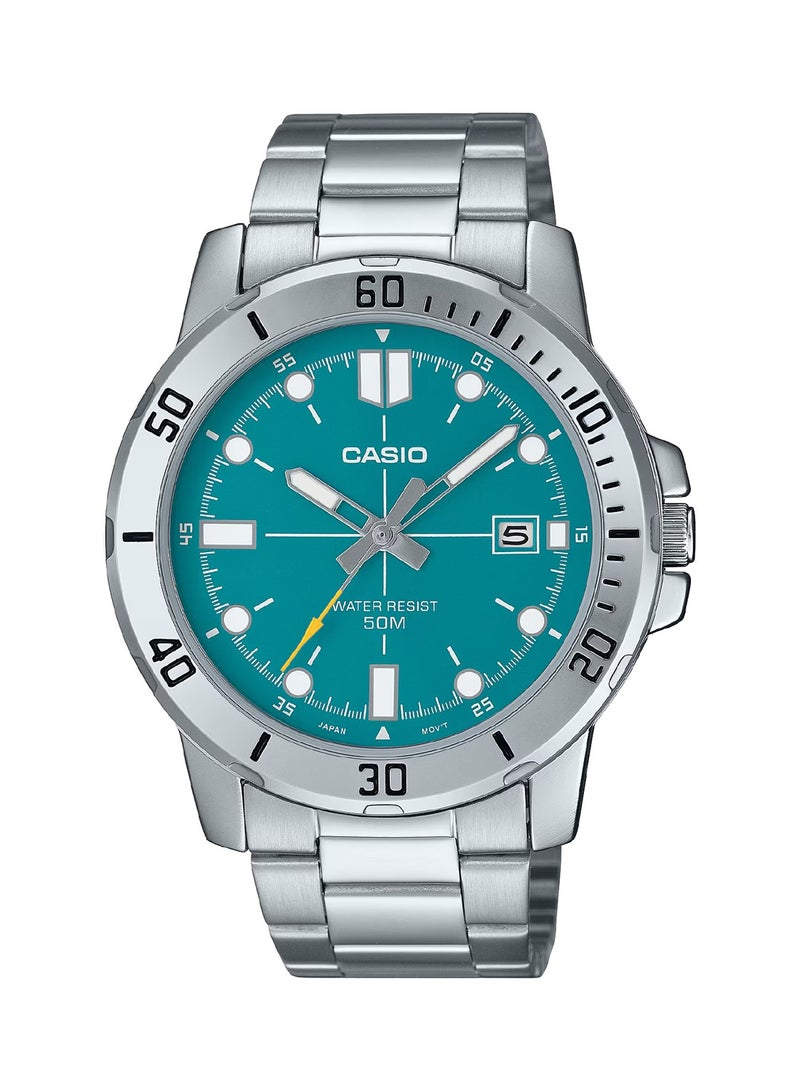 CASIO ساعة يد أنالوج للرجال من الفولاذ المقاوم للصدأ MTP-VD01D-3E2VUDF - 45 مم - فضي - Image 1