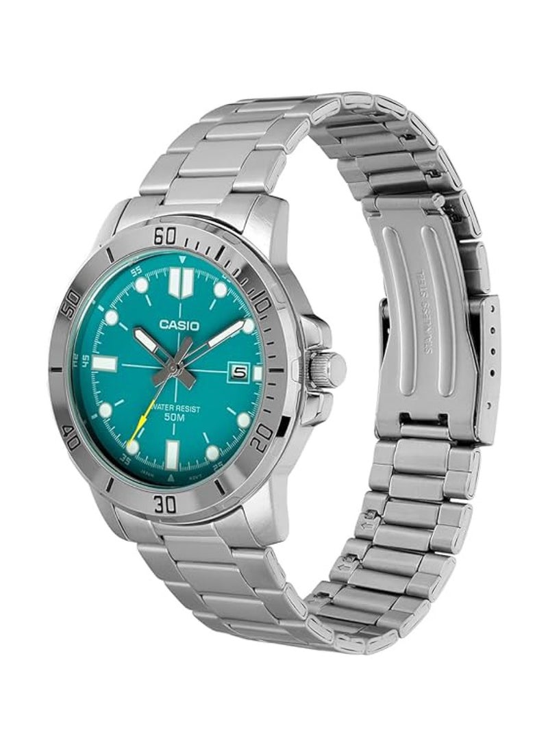 CASIO ساعة يد أنالوج للرجال من الفولاذ المقاوم للصدأ MTP-VD01D-3E2VUDF - 45 مم - فضي - Image 5