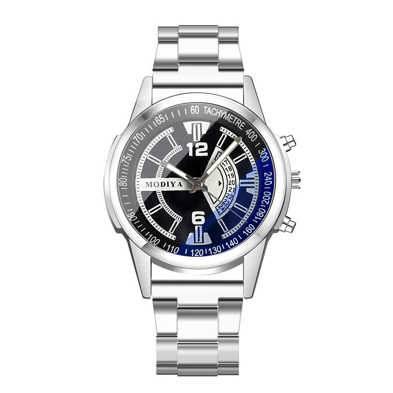 Cross-border blue light glass gift mens watch casual steel belt quartz watch factory direct selling cheap watch mens watch Black