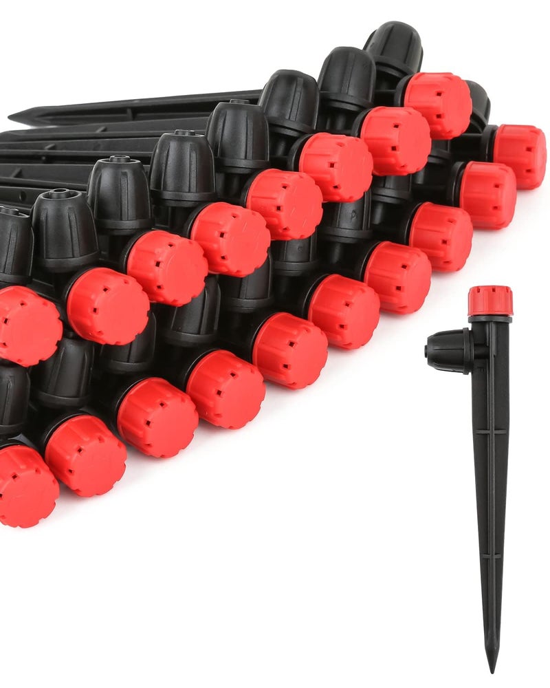 La Farah Drip Irrigation Emitters for 1/4" Drip Irrigation Tubing - Adjustable 360 Degree Water Flow Drippers on 5" Arrow Stake (25pcs Drip Emitters with Lock Barbed) - Image 1