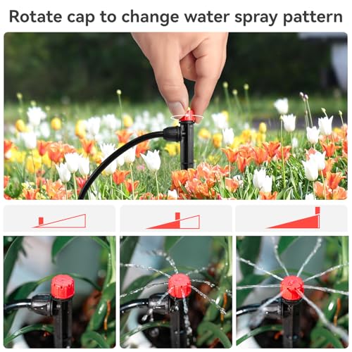 La Farah Drip Irrigation Emitters for 1/4" Drip Irrigation Tubing - Adjustable 360 Degree Water Flow Drippers on 5" Arrow Stake (25pcs Drip Emitters with Lock Barbed) - Image 4