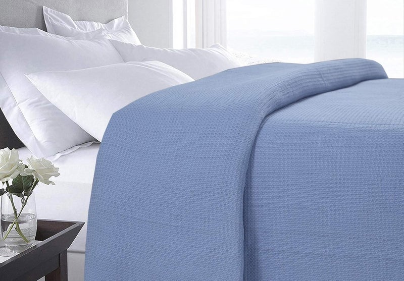 DOLLCENT 100% Cotton King Size Blanket for Bed, Premium Soft Combed Lightweight Blankets, Washed Breathable Cozy Bed Throw Blanket, Blue King Cotton Blankets for All Season: Blue (108"x90") - Image 5