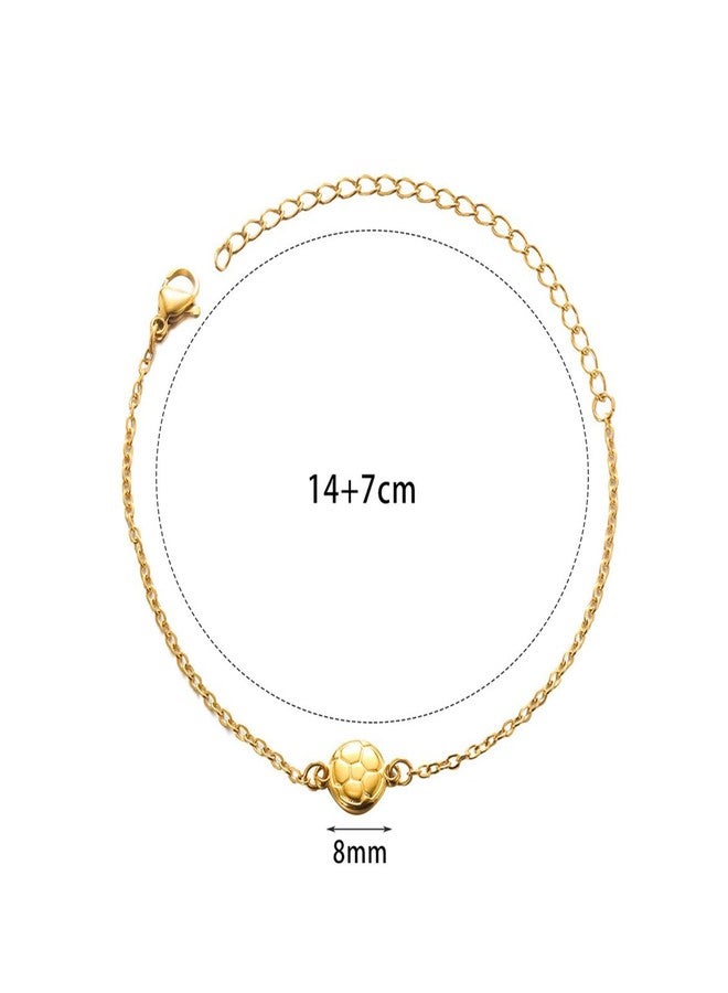 TACBSP Gold Soccer Volleyball Bracelet for Women Men Sport Fans Link Bracelets Stainless Steel Sports Link Bracelet Game Day Jewelry Gift (Soccer) - Image 3