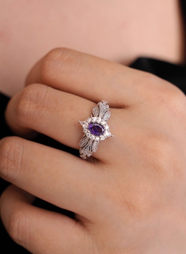 French Haute Couture Palace Niche Design Cool Elegant Purple Split Ring - Image 1