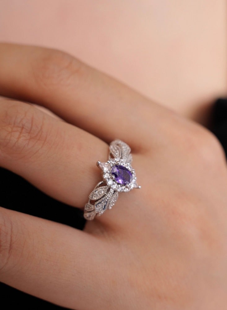 French Haute Couture Palace Niche Design Cool Elegant Purple Split Ring - Image 2
