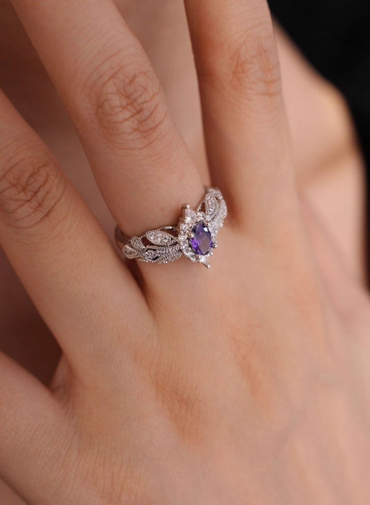 French Haute Couture Palace Niche Design Cool Elegant Purple Split Ring - Image 3