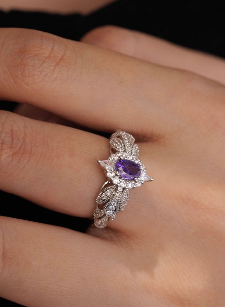 French Haute Couture Palace Niche Design Cool Elegant Purple Split Ring - Image 4