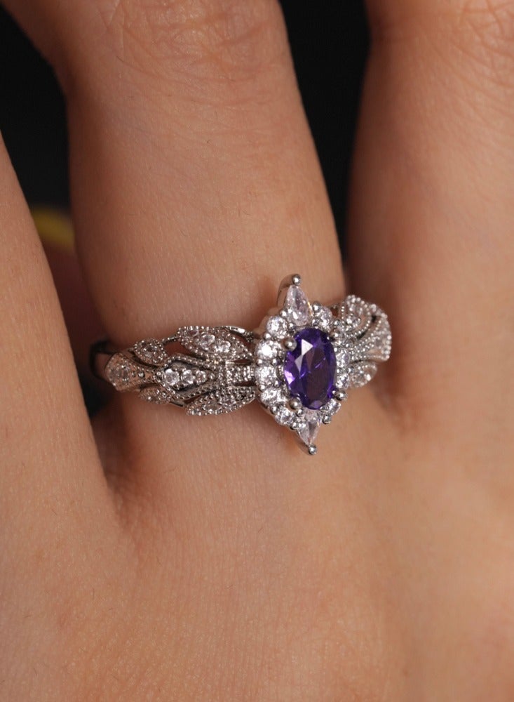French Haute Couture Palace Niche Design Cool Elegant Purple Split Ring - Image 5