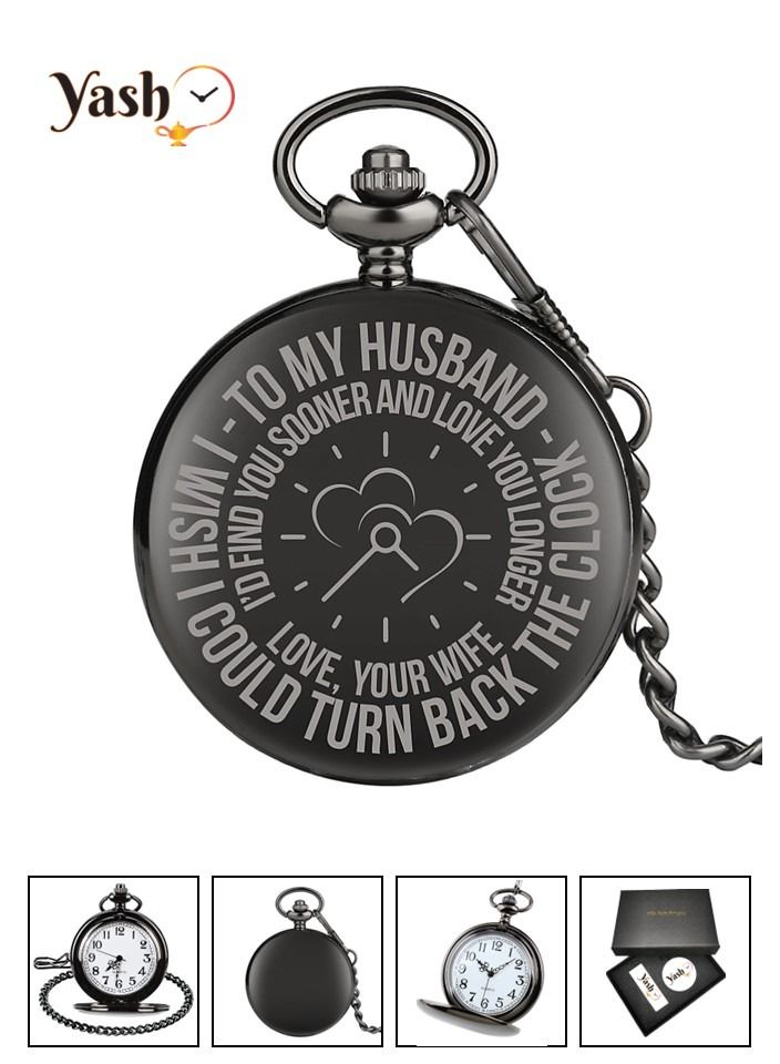 YASH Yash Retro Style I Love You Quartz Pocket Watch For Husband Wife Mom Dad Son Daughter Teacher With Chain And Yash Packaging  - Image 1