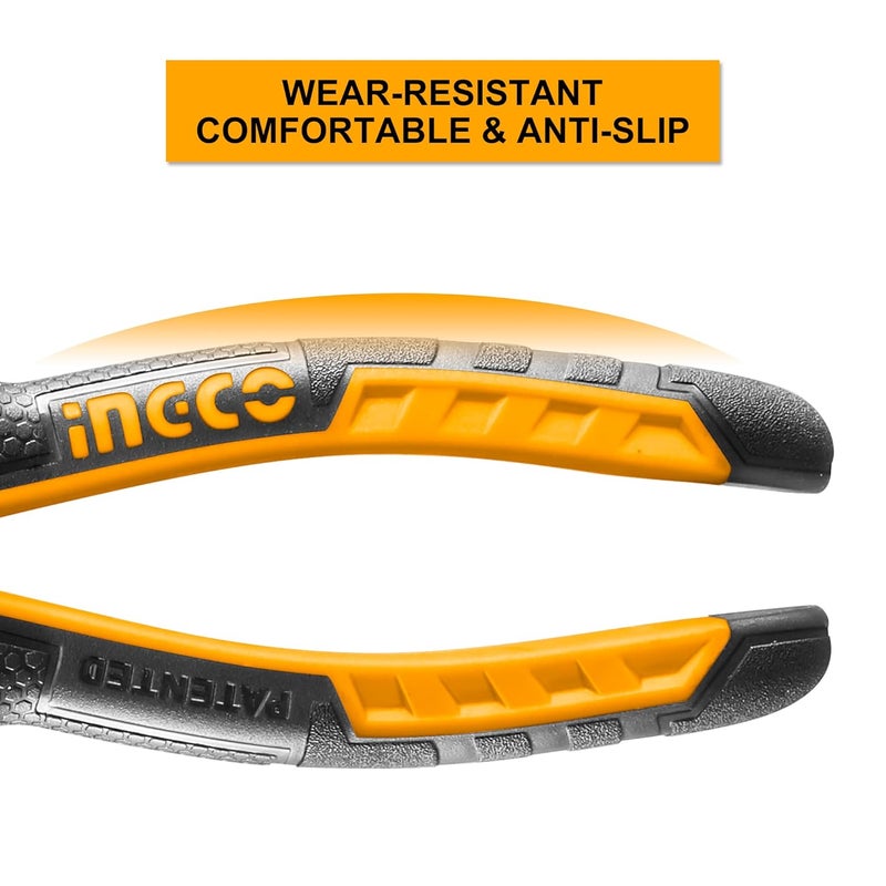 INGCO HDCP08168 6inch Combination Pliers TwoColour Ergonomic Design AntiSlip Rubber Grip Tool for Home and Professional Use Pack of 1 Yellow and Black - Image 4