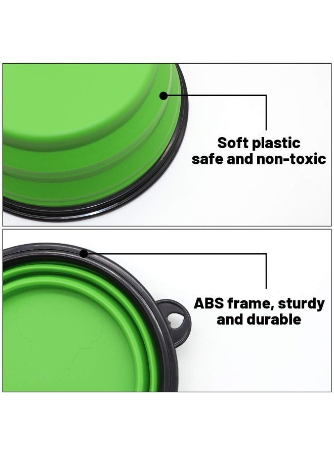 Outdoor folding bowl, two-piece folding bowl, portable water dish, carry two carabiners (large, green + purple) - Image 3