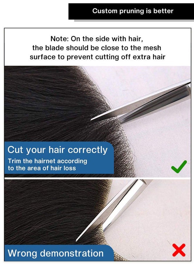 Men's Hairline Toupee, 100% Real Human Hair Forehead Hairline Replacement for Men, Short Straight Natural Black Wig Hair Extensions Clip for Daily Wear Hair Piece on the Top of Head Hair Lose - Image 4