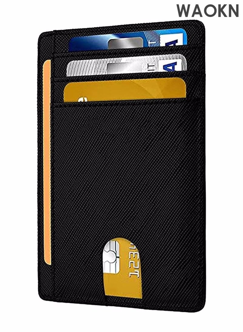 دبليو أيه أو كي أن محفظة نحيفة للرجال والنساء مع مشبك نقود وحامل بطاقات ائتمان ثنائي الطي للرجال، محافظ جلدية رفيعة وبسيطة مع جيب أمامي، ومشبك بطاقات ائتمان وحقيبة نقود ومنظم بطاقات عمل - Image 2