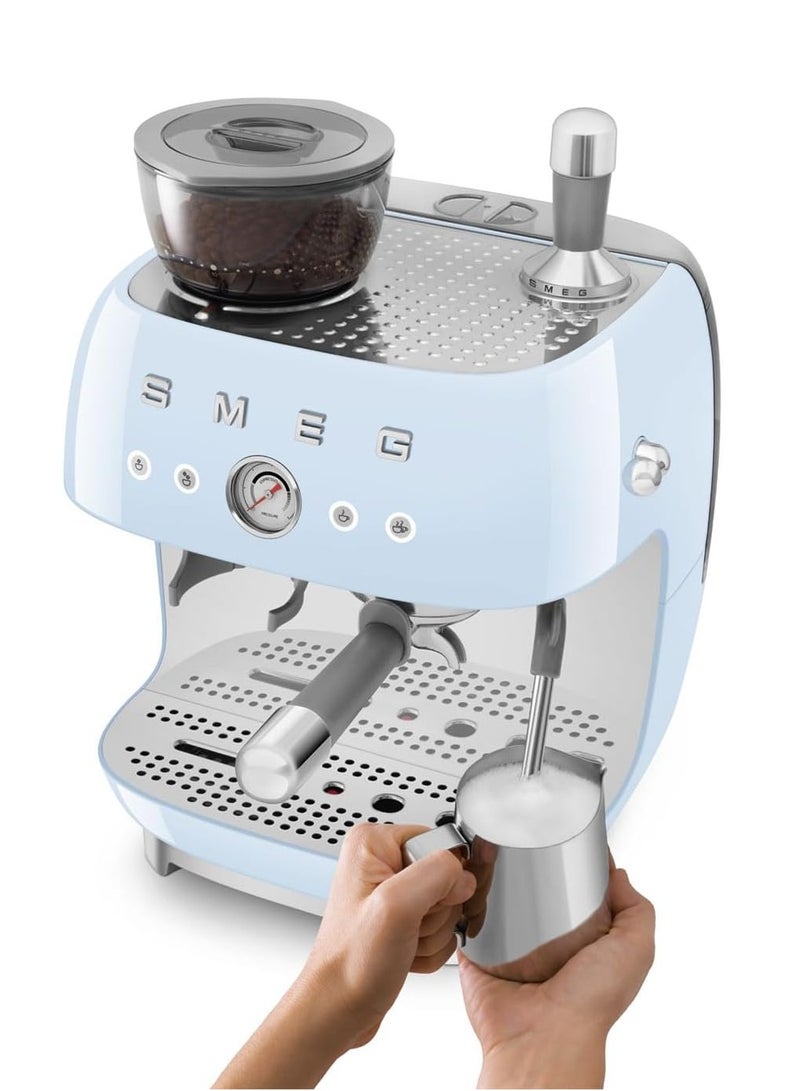 smeg 50s Retro Style Coffee Machine with Built-in Grinder, Manual Espresso Maker, 4L Water Tank, Gloss Finish  - Image 1