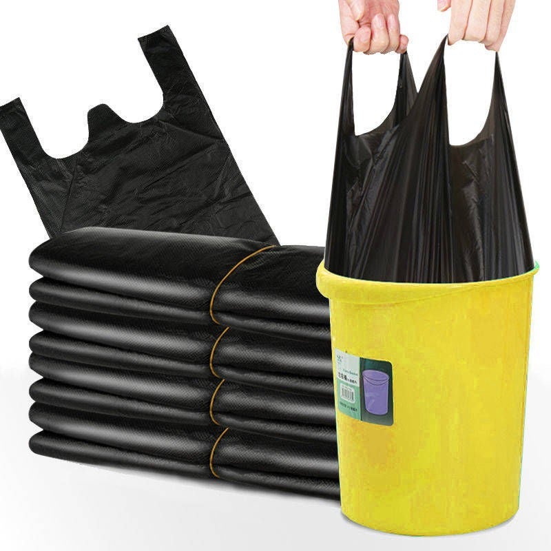 Vest-Style Garbage Bags For Home Use, Thickened Disposable Black Portable Plastic Garbage Bags, Affordable Pack - Image 3