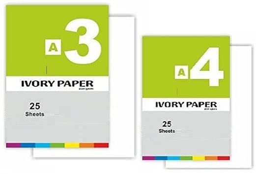 FIRST CLICK A3 Ivory Papers 210 GSM 25 Sheets & A4 Ivory Paper 210 GSM, Combo of 50 Sheets - Image 1
