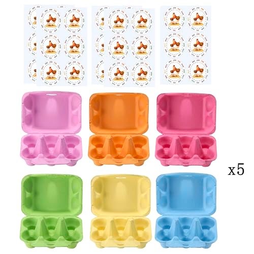LayHyand Half Dozen Egg Cartons 30 Pack, Colorful Blank Natural Pulp Egg Holder 6 Count for Chicken Eggs Reusable, Easter Color Storage Box for Holds Up to Six Container Basket Cardboard Paper, 30 Labels - Image 4