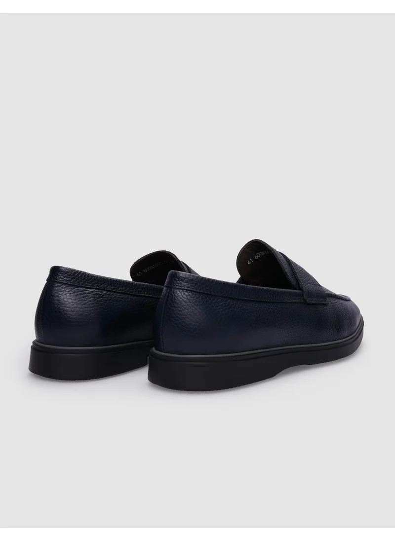 Cabani Leather Navy Blue Men's Casual Shoes