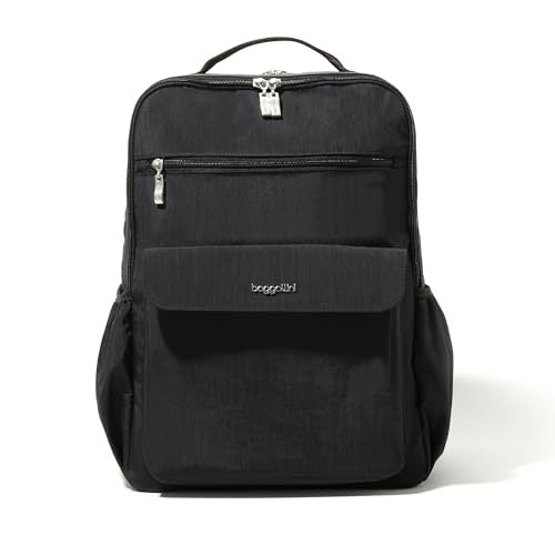 Baggallini Everyday Laptop Backpack - 11x15.5 Lightweight Water-Repellent Nylon Travel Bag w/Padded Laptop Sleeve & RFID - Image 1