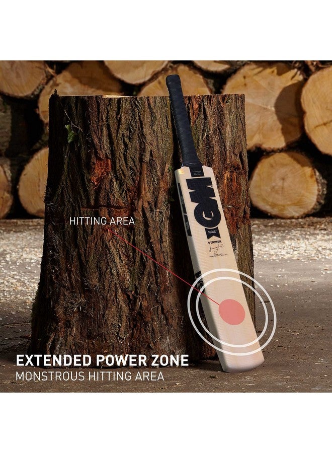 جنرال موتورز مضرب الكريكيت GM Noir Striker Kashmir Willow مع شريط منسوج متقاطع على الوجه | مقاس كامل | خفيف الوزن | غطاء مجاني | متعدد الألوان، للرجال - Image 5