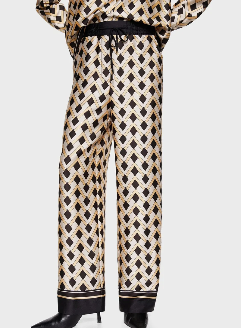 MANGO Printed Drawstring Pants