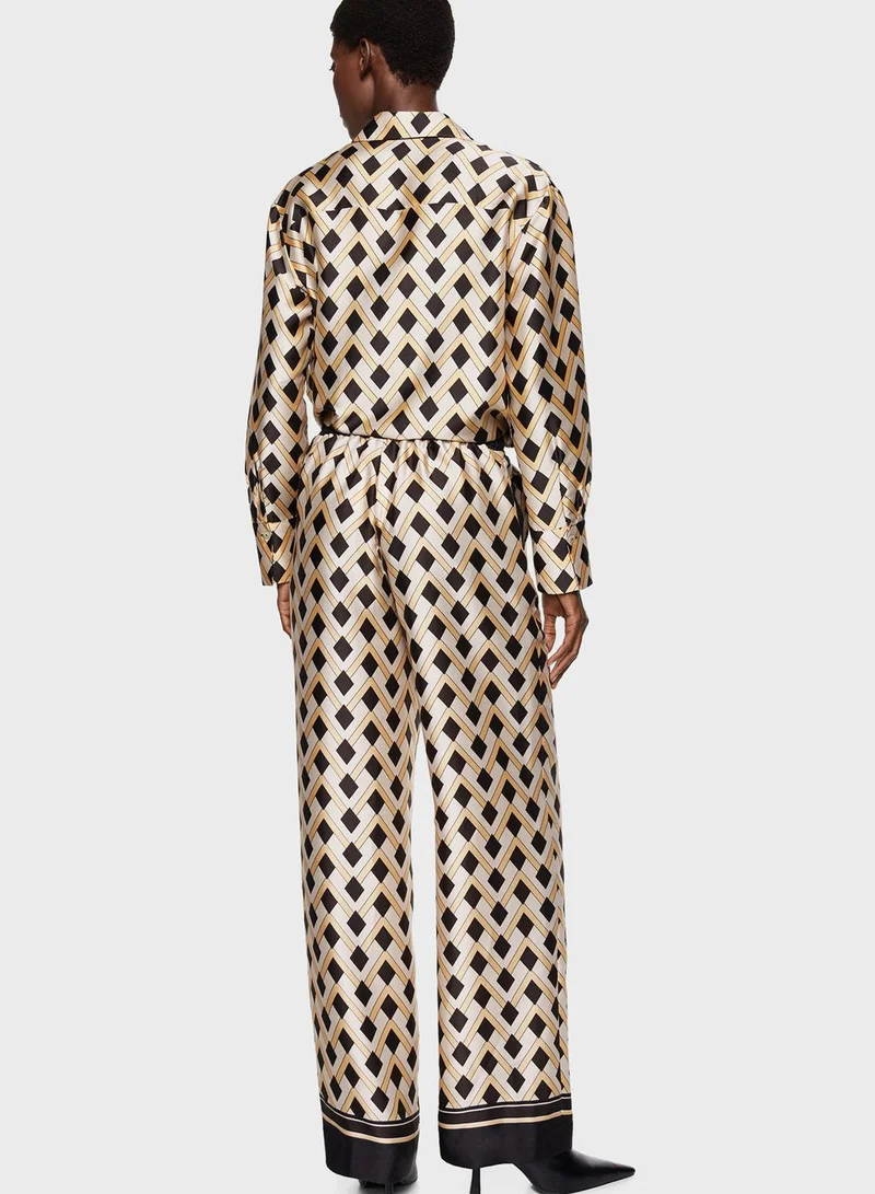 MANGO Printed Drawstring Pants