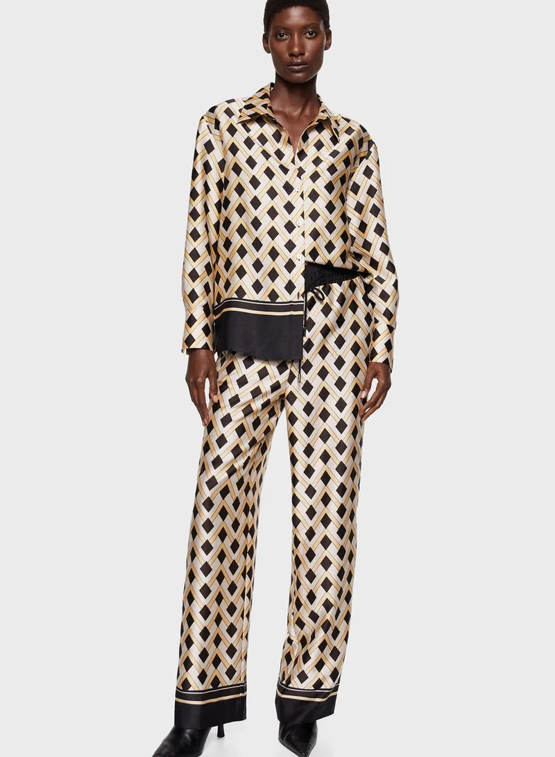 MANGO Printed Drawstring Pants