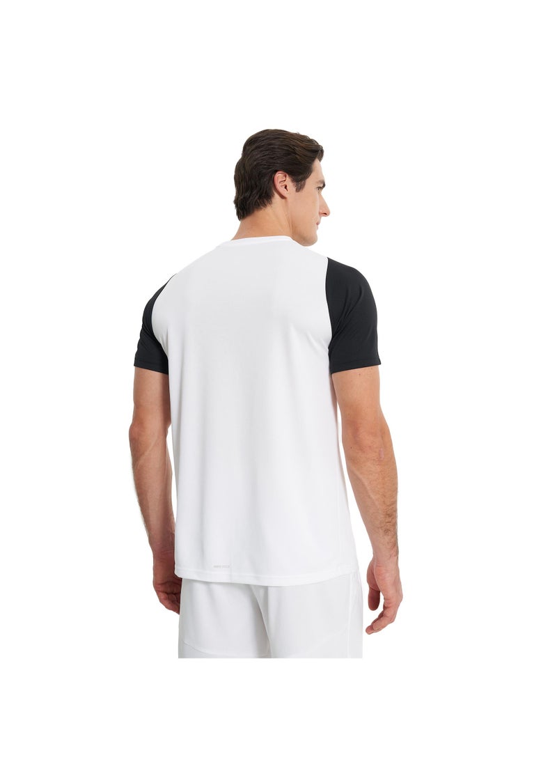 Demix تي شيرت رياضي للرجال من ديمكس أبيض/أسود - تقنية موفي ويك لامتصاص الرطوبة، قماش قابل للتنفس، أكمام راجلان، قص مستقيم، خفيف الوزن ومريح - Image 3