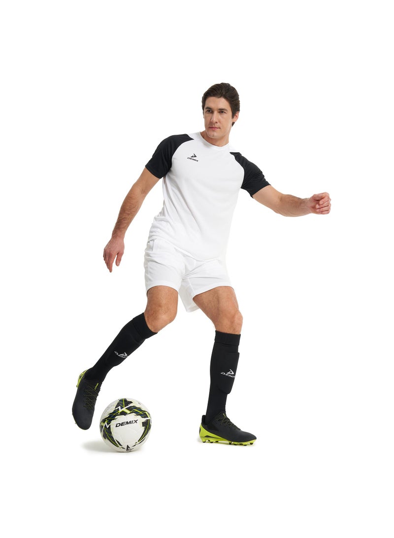 Demix تي شيرت رياضي للرجال من ديمكس أبيض/أسود - تقنية موفي ويك لامتصاص الرطوبة، قماش قابل للتنفس، أكمام راجلان، قص مستقيم، خفيف الوزن ومريح - Image 4