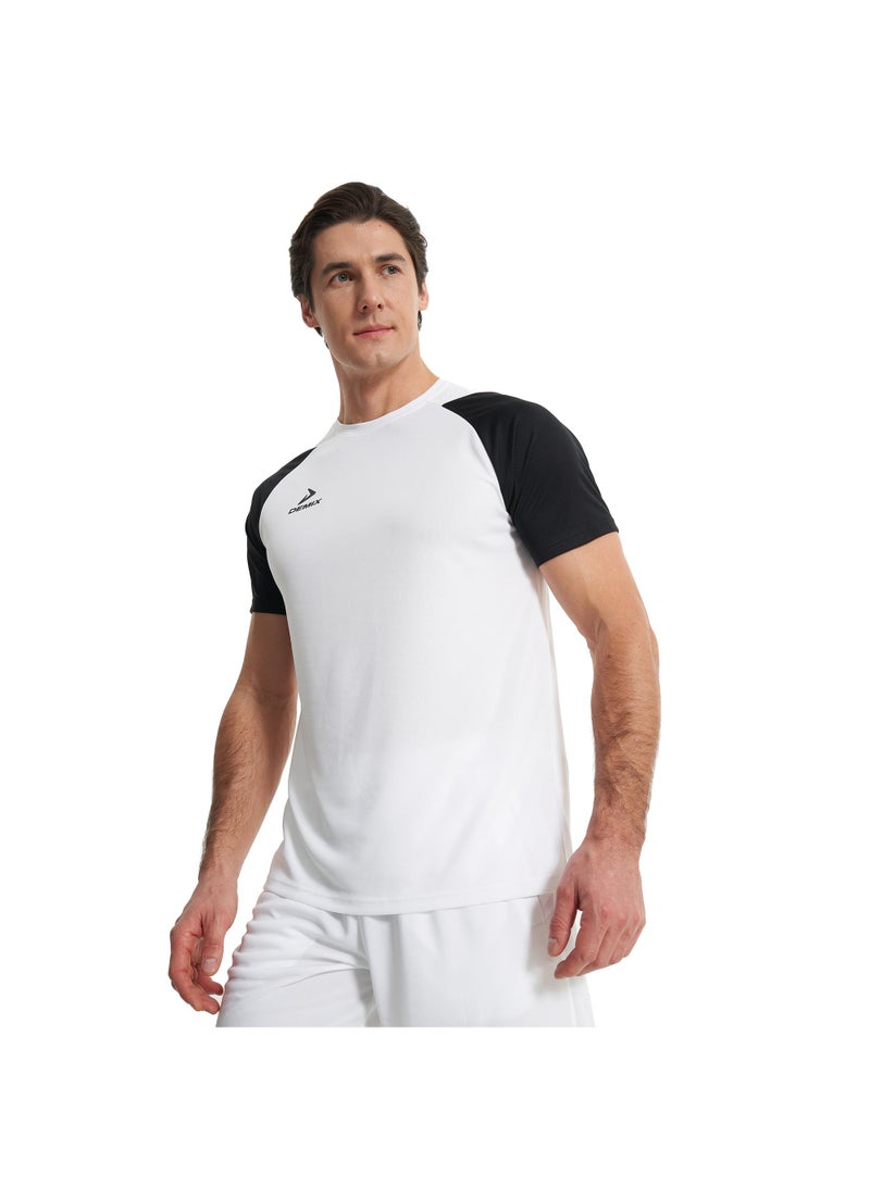Demix تي شيرت رياضي للرجال من ديمكس أبيض/أسود - تقنية موفي ويك لامتصاص الرطوبة، قماش قابل للتنفس، أكمام راجلان، قص مستقيم، خفيف الوزن ومريح - Image 2